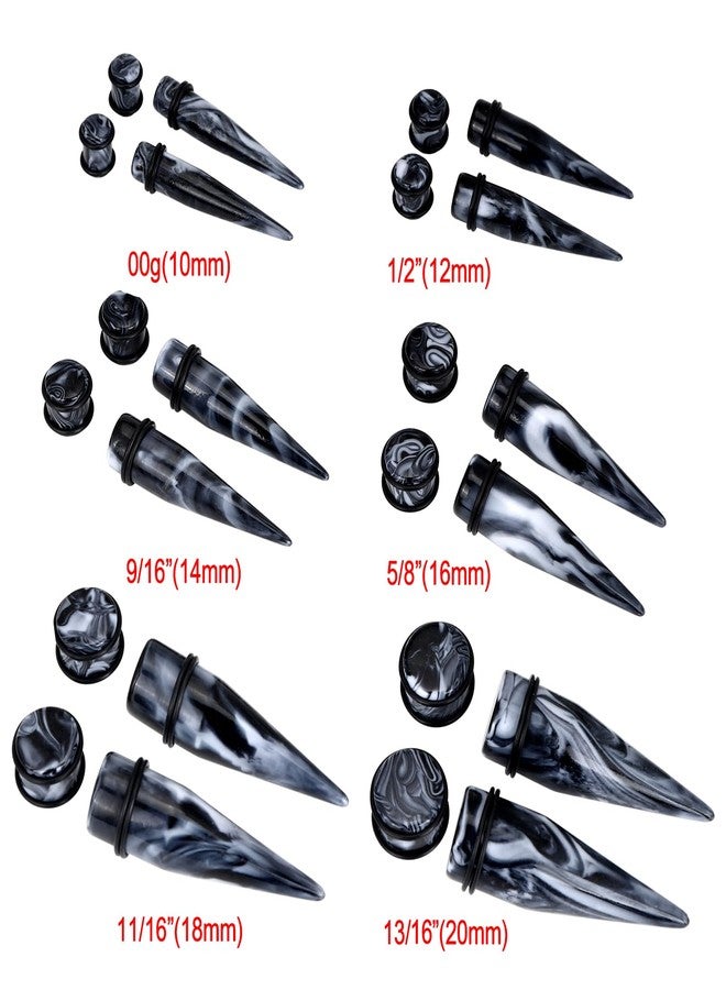 Qmcandy 24pcs Big Gauge Taper Kit Ear Stretching 00G-20mm Large Acrylic Tunnel Plug Set, Black White - Image 4